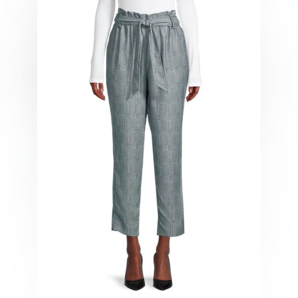 BCBGeneration Plaid Tie-Waist Pants Women's Gray Pants XS